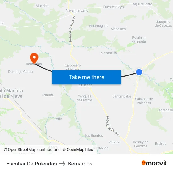 Escobar De Polendos to Bernardos map