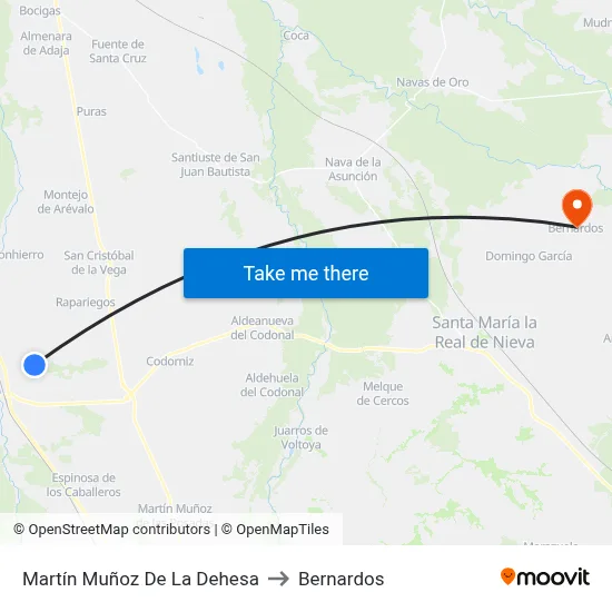 Martín Muñoz De La Dehesa to Bernardos map