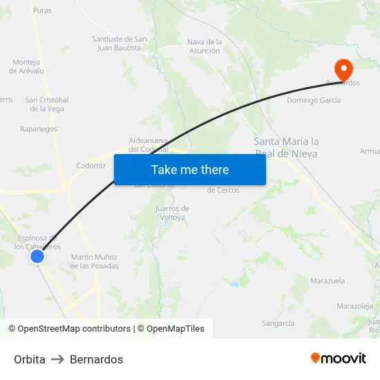 Orbita to Bernardos map