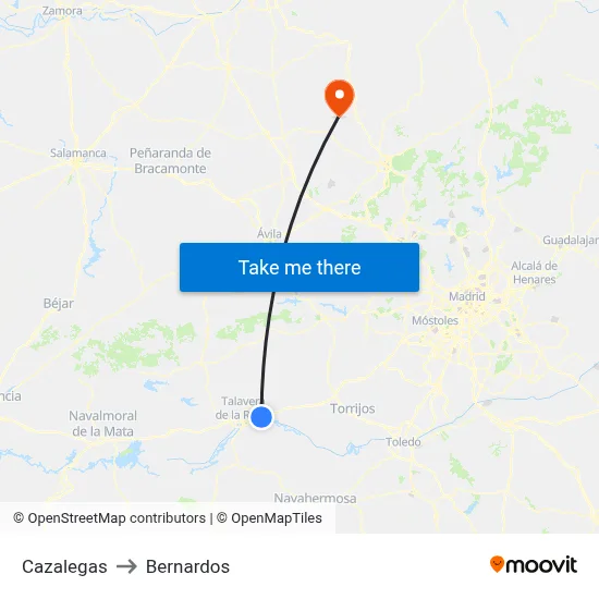Cazalegas to Bernardos map