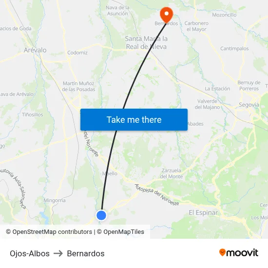 Ojos-Albos to Bernardos map