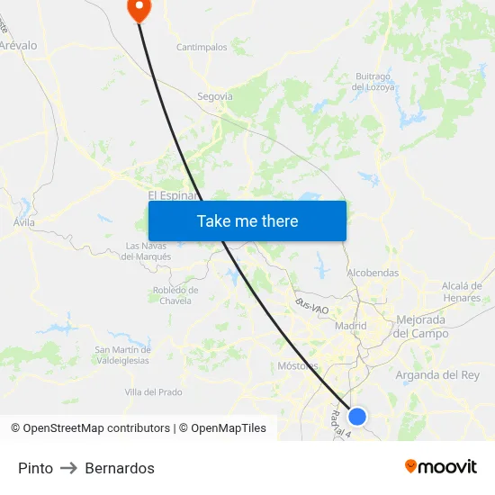 Pinto to Bernardos map