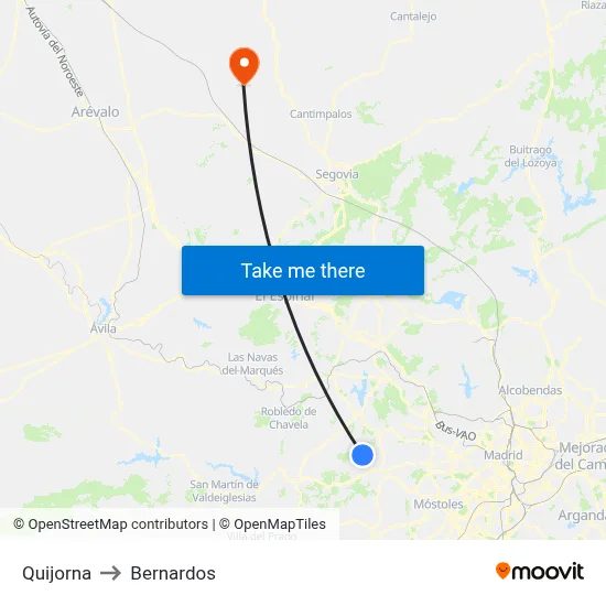 Quijorna to Bernardos map
