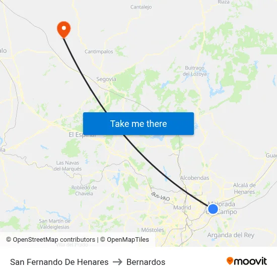 San Fernando De Henares to Bernardos map