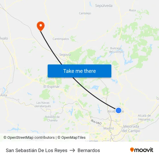 San Sebastián De Los Reyes to Bernardos map