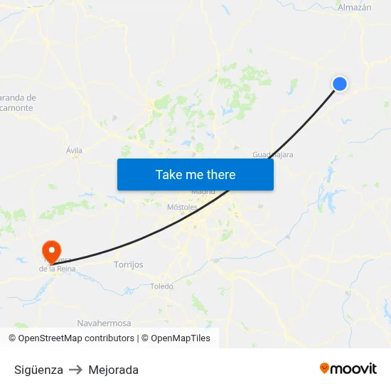 Sigüenza to Mejorada map