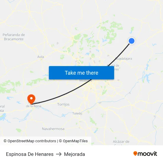 Espinosa De Henares to Mejorada map