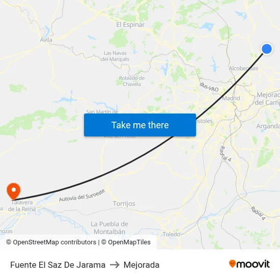 Fuente El Saz De Jarama to Mejorada map