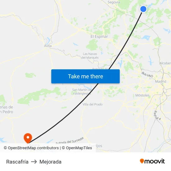 Rascafría to Mejorada map