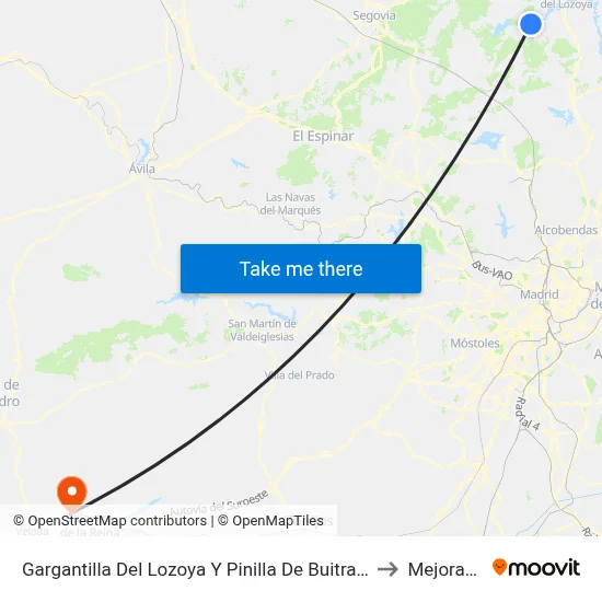 Gargantilla Del Lozoya Y Pinilla De Buitrago to Mejorada map