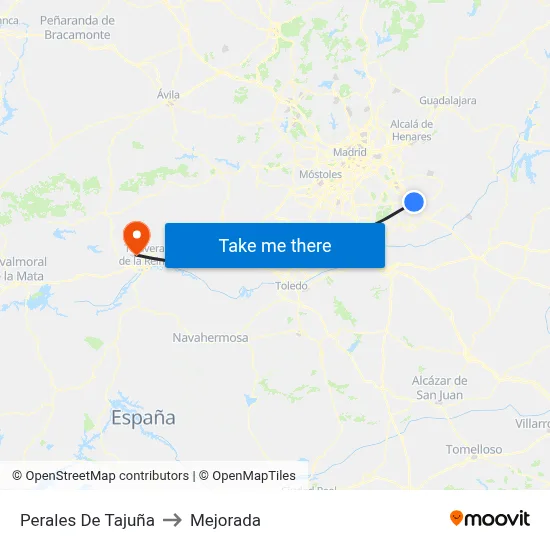 Perales De Tajuña to Mejorada map