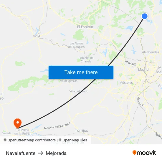 Navalafuente to Mejorada map