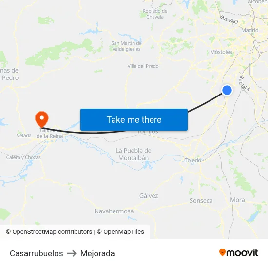 Casarrubuelos to Mejorada map