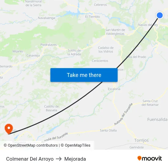 Colmenar Del Arroyo to Mejorada map