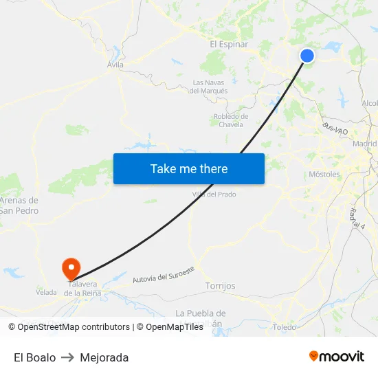 El Boalo to Mejorada map