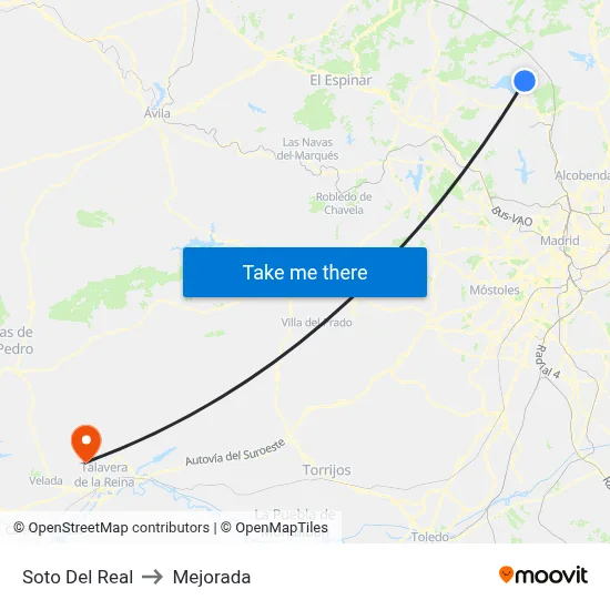 Soto Del Real to Mejorada map