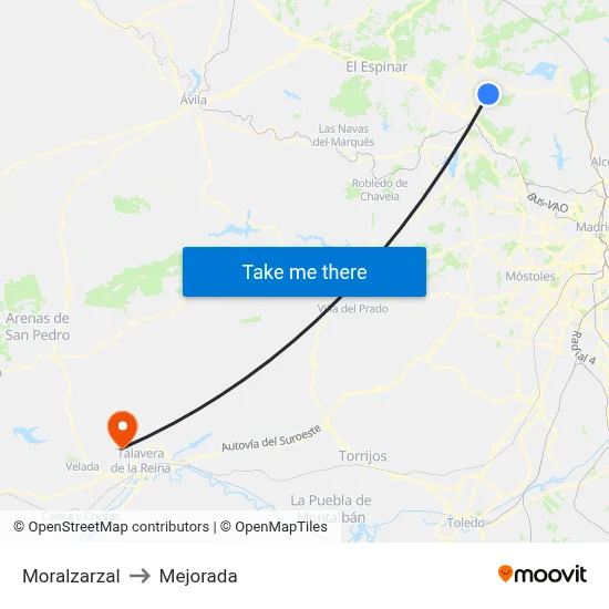 Moralzarzal to Mejorada map