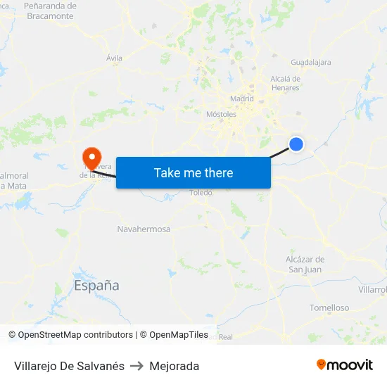 Villarejo De Salvanés to Mejorada map