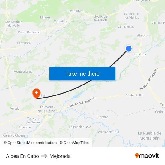 Aldea En Cabo to Mejorada map