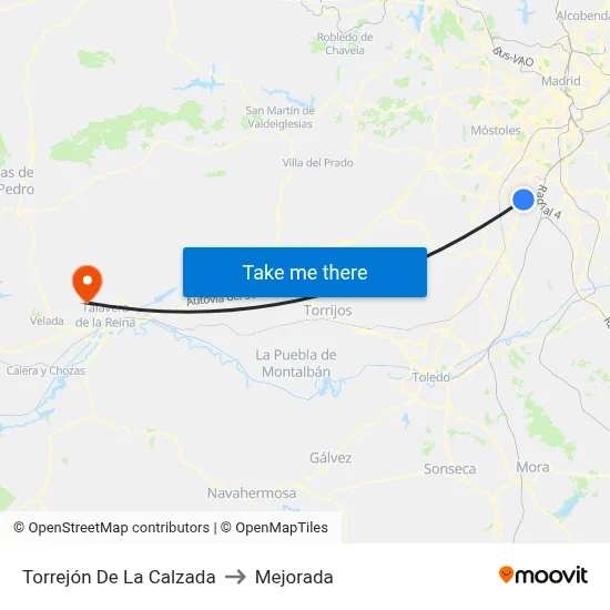 Torrejón De La Calzada to Mejorada map