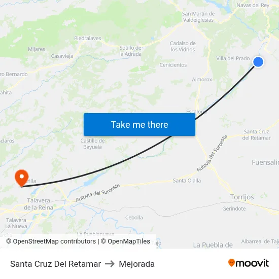 Santa Cruz Del Retamar to Mejorada map