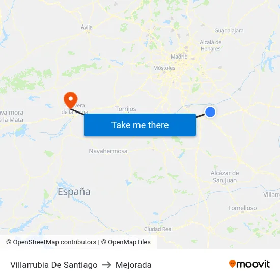 Villarrubia De Santiago to Mejorada map