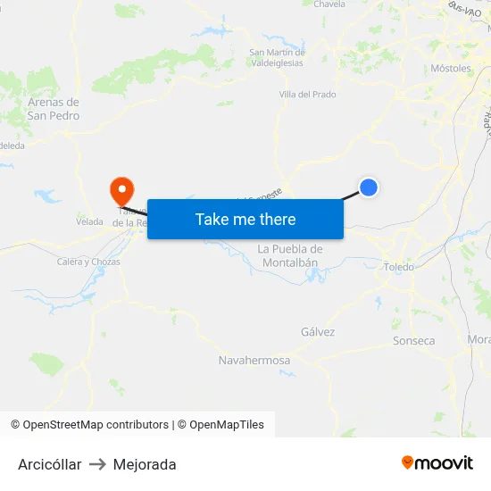 Arcicóllar to Mejorada map