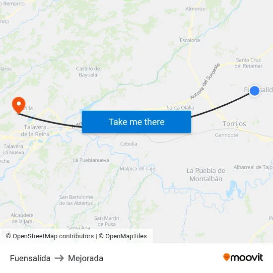 Fuensalida to Mejorada map