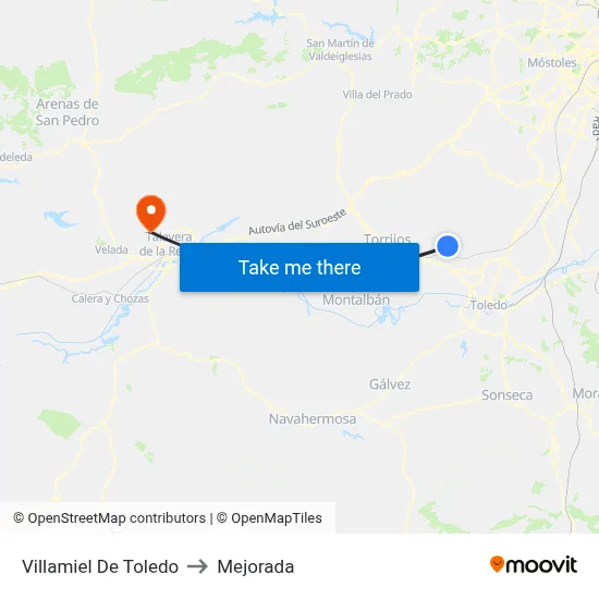 Villamiel De Toledo to Mejorada map