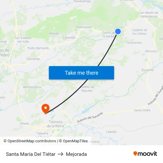 Santa María Del Tiétar to Mejorada map