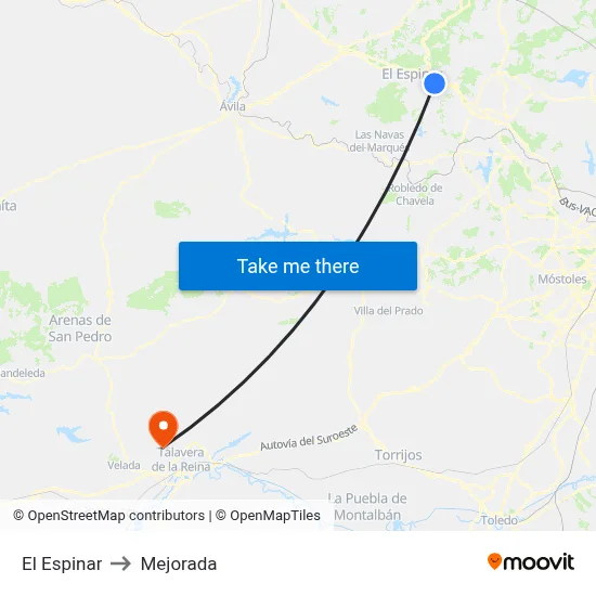 El Espinar to Mejorada map