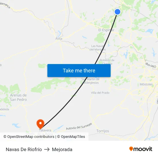 Navas De Riofrío to Mejorada map