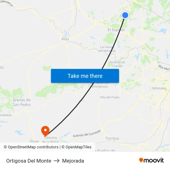 Ortigosa Del Monte to Mejorada map