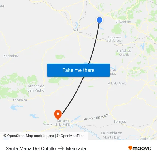 Santa María Del Cubillo to Mejorada map