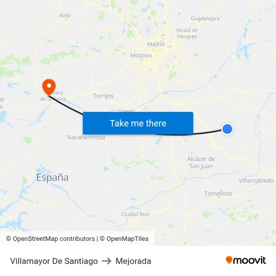 Villamayor De Santiago to Mejorada map