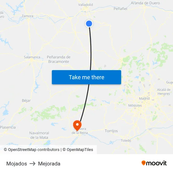 Mojados to Mejorada map