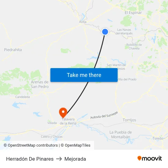 Herradón De Pinares to Mejorada map