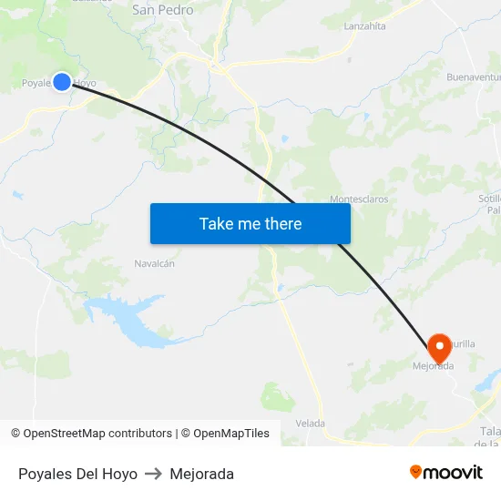Poyales Del Hoyo to Mejorada map