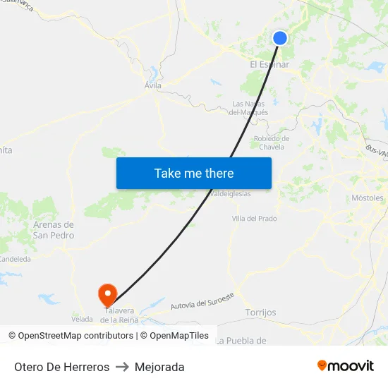 Otero De Herreros to Mejorada map