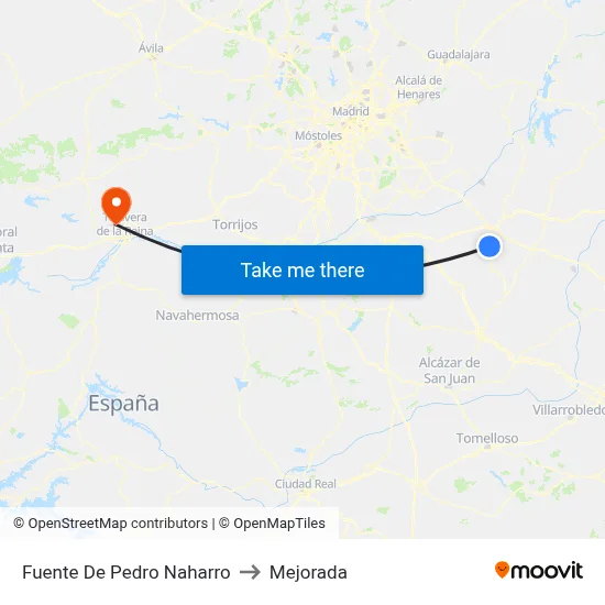 Fuente De Pedro Naharro to Mejorada map