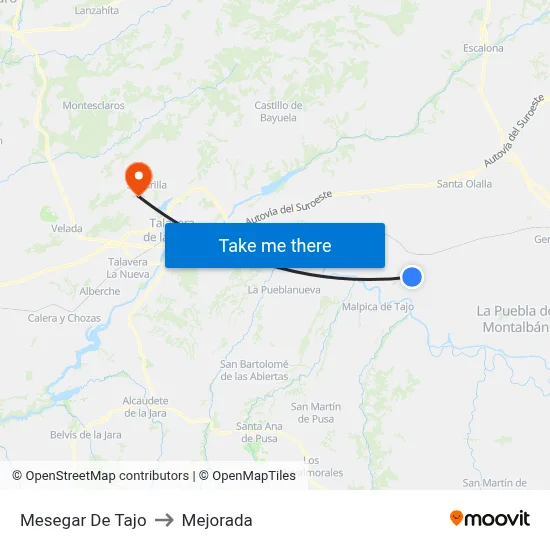 Mesegar De Tajo to Mejorada map
