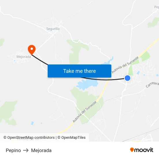 Pepino to Mejorada map