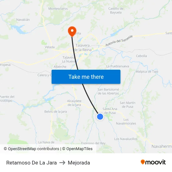 Retamoso De La Jara to Mejorada map