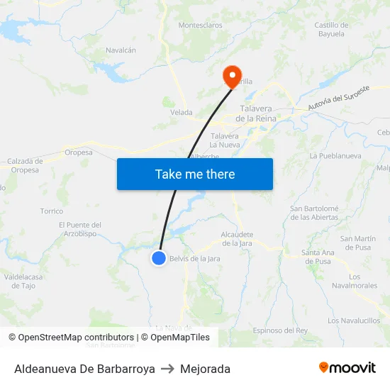Aldeanueva De Barbarroya to Mejorada map