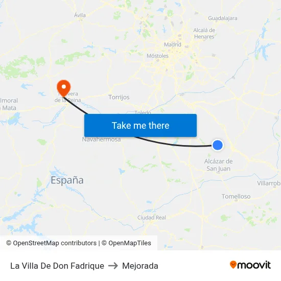 La Villa De Don Fadrique to Mejorada map
