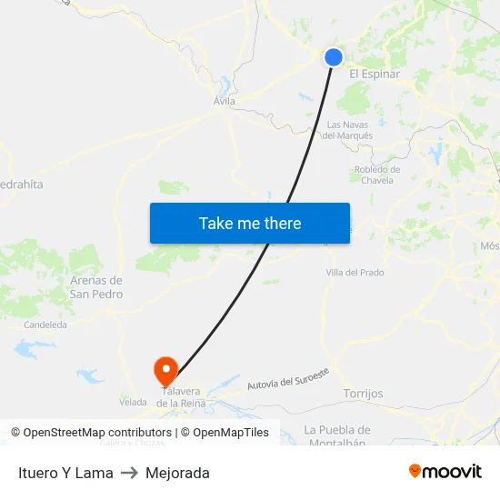Ituero Y Lama to Mejorada map
