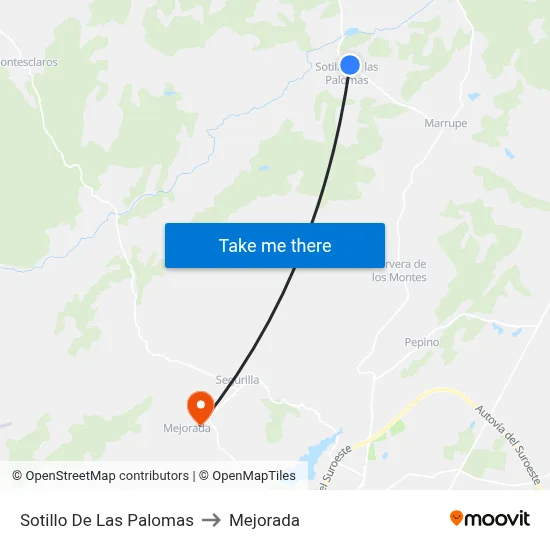 Sotillo De Las Palomas to Mejorada map
