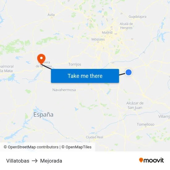 Villatobas to Mejorada map