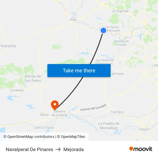 Navalperal De Pinares to Mejorada map