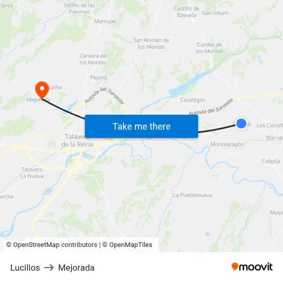 Lucillos to Mejorada map